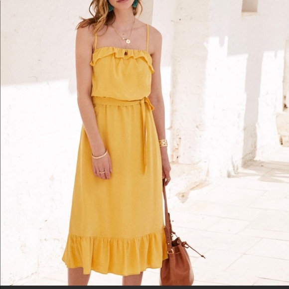 Sezane Dresses & Skirts - Sezane Cassandra Yellow Silk Ruffle Size 38 / US 6
